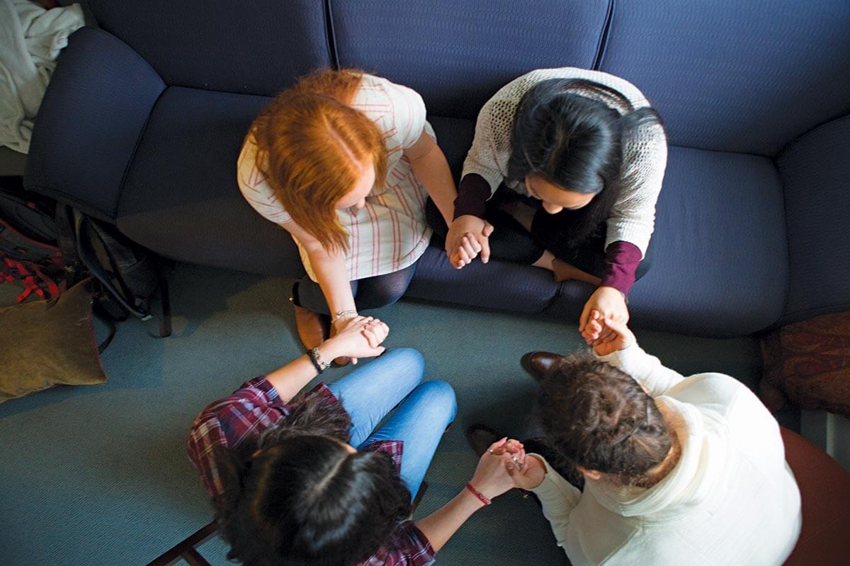 Students praying